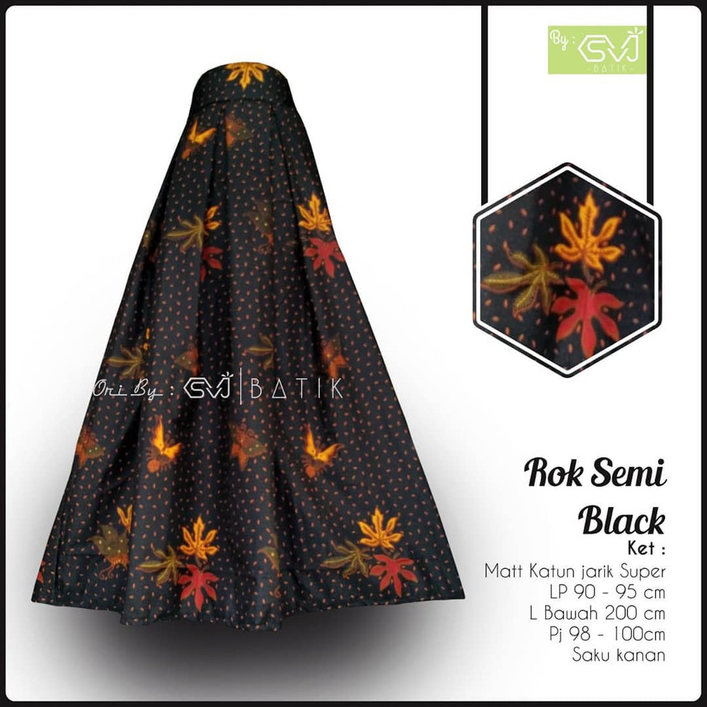 Rok Batik original Pekalongan garansi harga termurah Rok Batik Modern klok Bawahan Batik Ori By SVJ-rok semi black