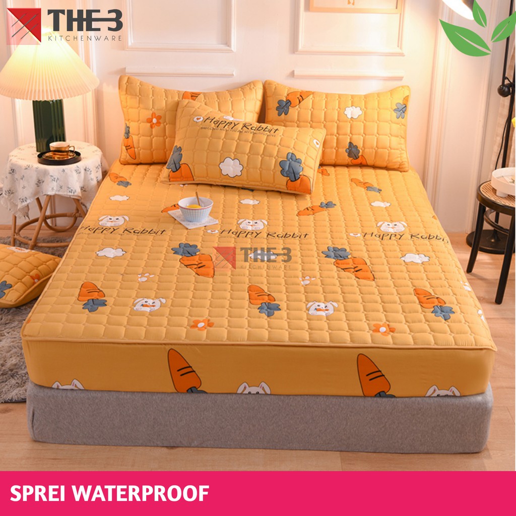SPREI WATERPOOF - SPREI ANTI AIR - SPREI SULTAN WATERPROOF - KUALITAS NO.1-KUNING WORTEL180