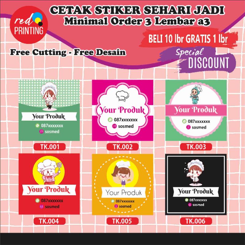 

CETAK STIKER LABEL MAKANAN / LABEL KEMASAN MINUMAN A3+ Bahan VYNIL Waterproof