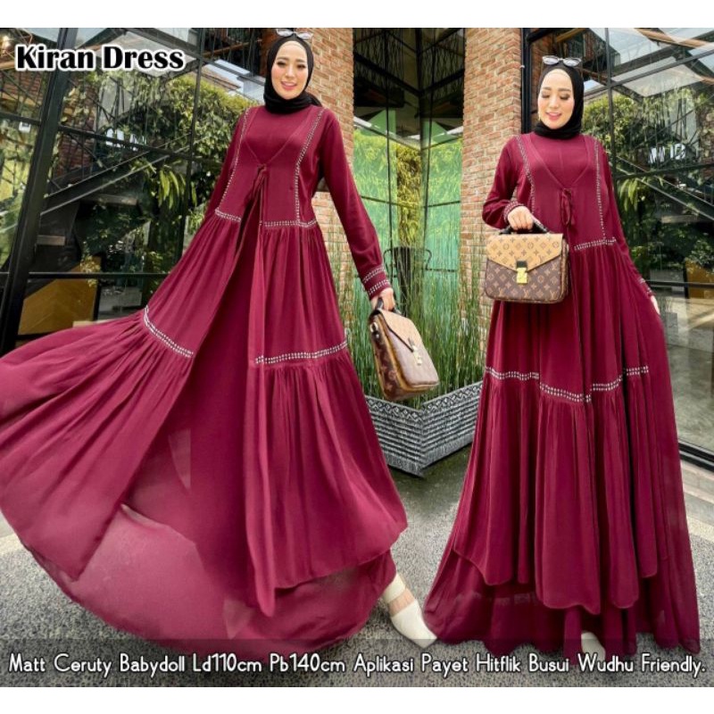 Cod Kiran maxy/baju muslim/dress pesta/gamis kondangan/gamis murah/gamis polos/gamis lebaran/gamis cantik/gamis simpel m/gamis ibu ibu/gamis pengajian