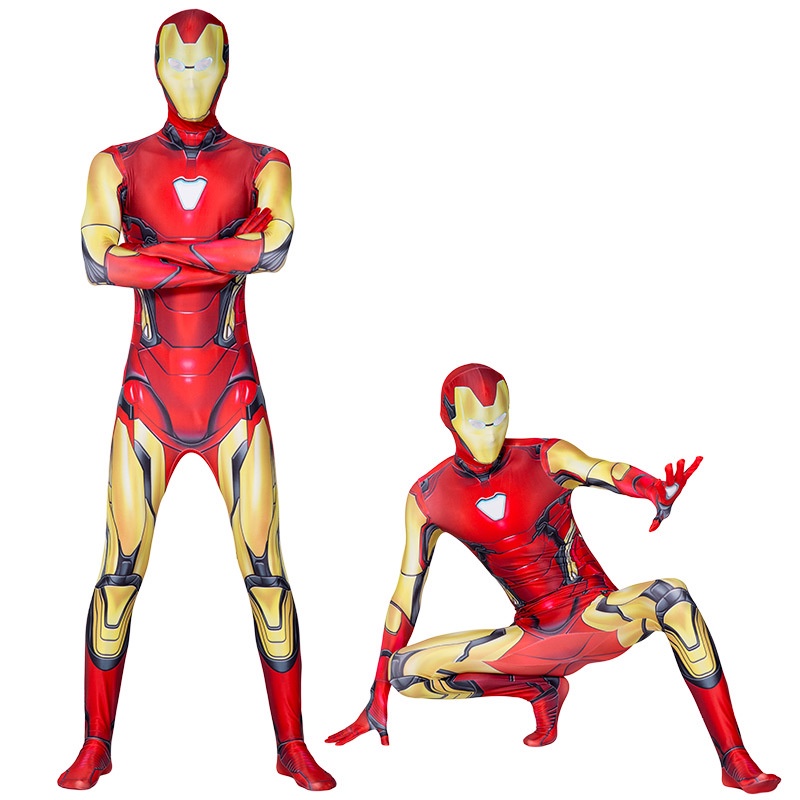 Avengers Iron Man Anak Laki-laki One-Piece Ketat Pakaian Cosplay Fulian Marvel Iron Man Spiderman Captain America Bertindak Anak Pakaian