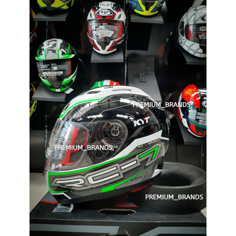 KYT RC 7 #14 BLACK WHITE GREEN