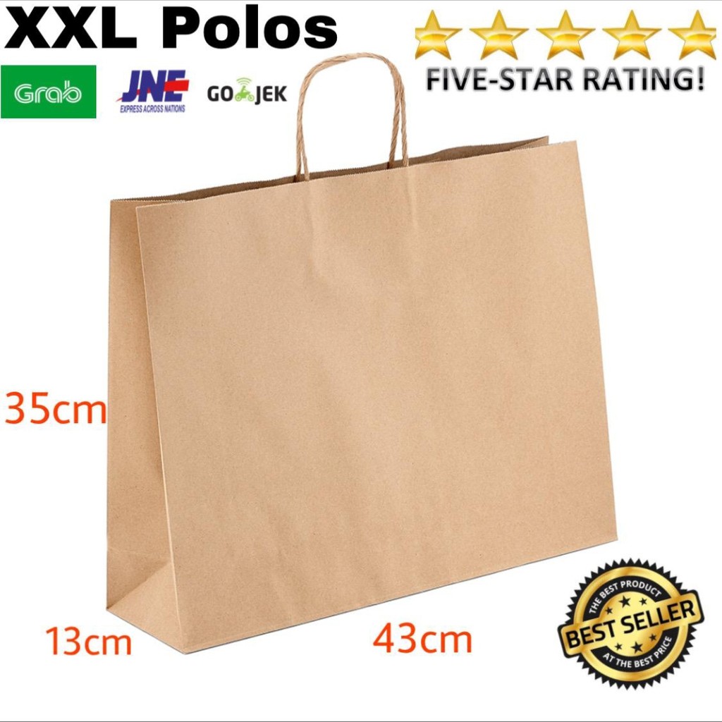 

PAPERBAG COKLAT POLOS UKURAN XXL 43X13X35 / GOODIEBAG POLOS MINIMAL ORDER 12PCS KELIPATAN ORDER 12 PCS