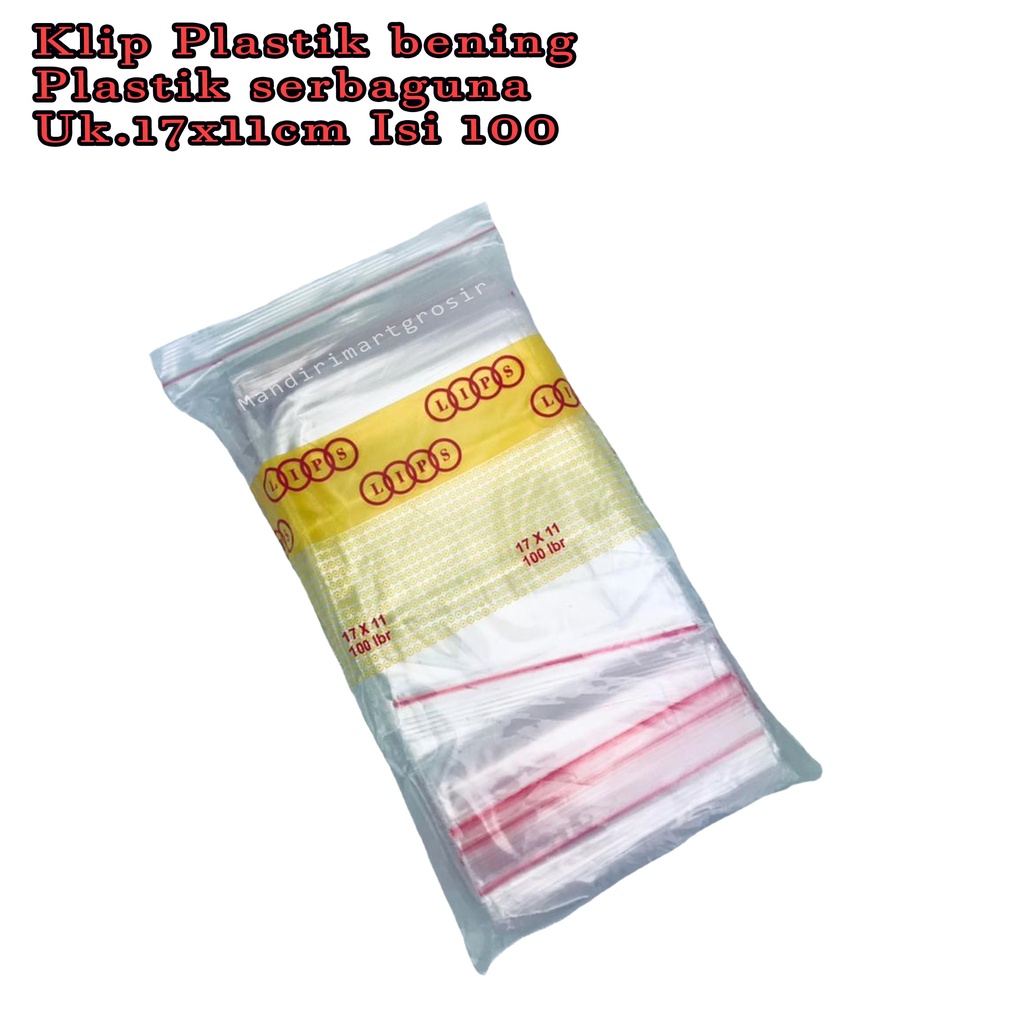 Plastik serbaguna *Klip Plastik bening * Uk.17*11cm * Isi 100