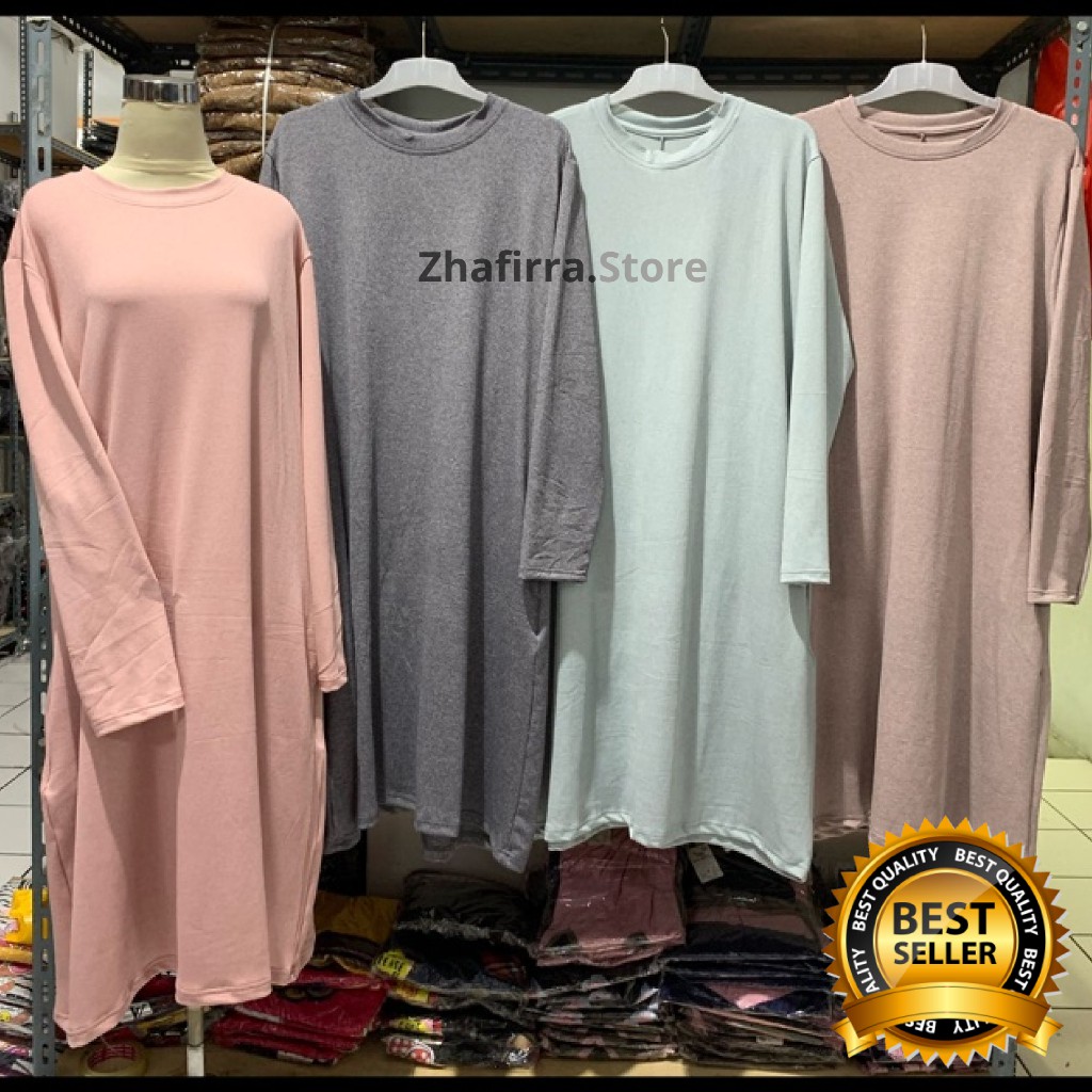 {509­ TUNIK BORTEGA > KAOS RAJUT IMPORT / MUSLIMAH JUMBO XXL GROSIR POLOS KNIT TEBAL ADEM MELAR
