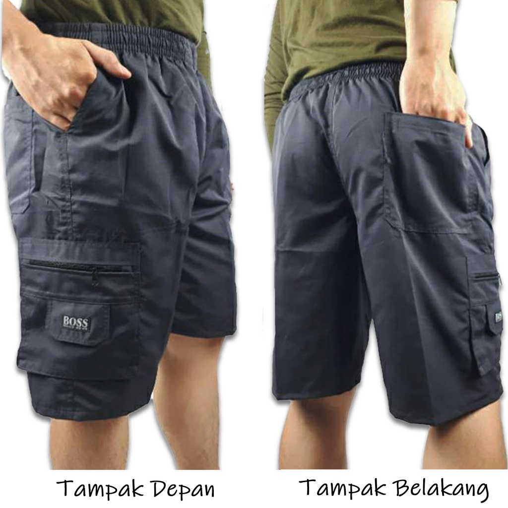 Celana Cargo Pendek Pria Polos 3/4 -CRG.BOSS-34