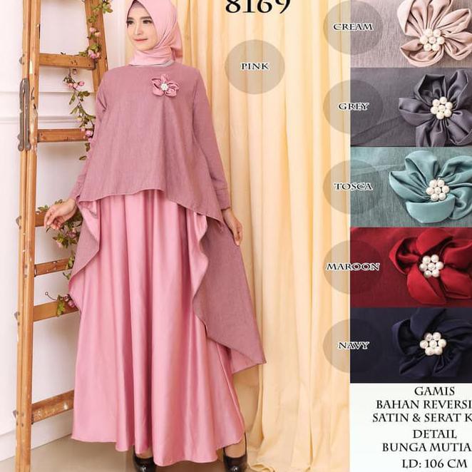 Baju Gamis Wanita Terbaru Gamis Pesta Gamis Jumbo XXL 8169 - Maroon Fashiion muslim/Dress Muslim