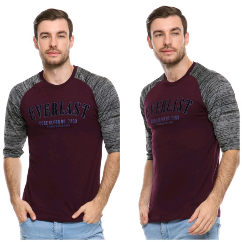 Kaos Pria AR89 Raklan 3/4 Burgundi 11 size XL