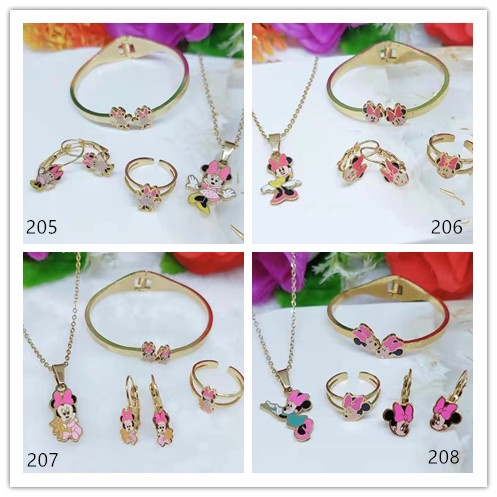 Titanium Set Anak Perhiasan Kalung/gelang/anting/cincin 205-207