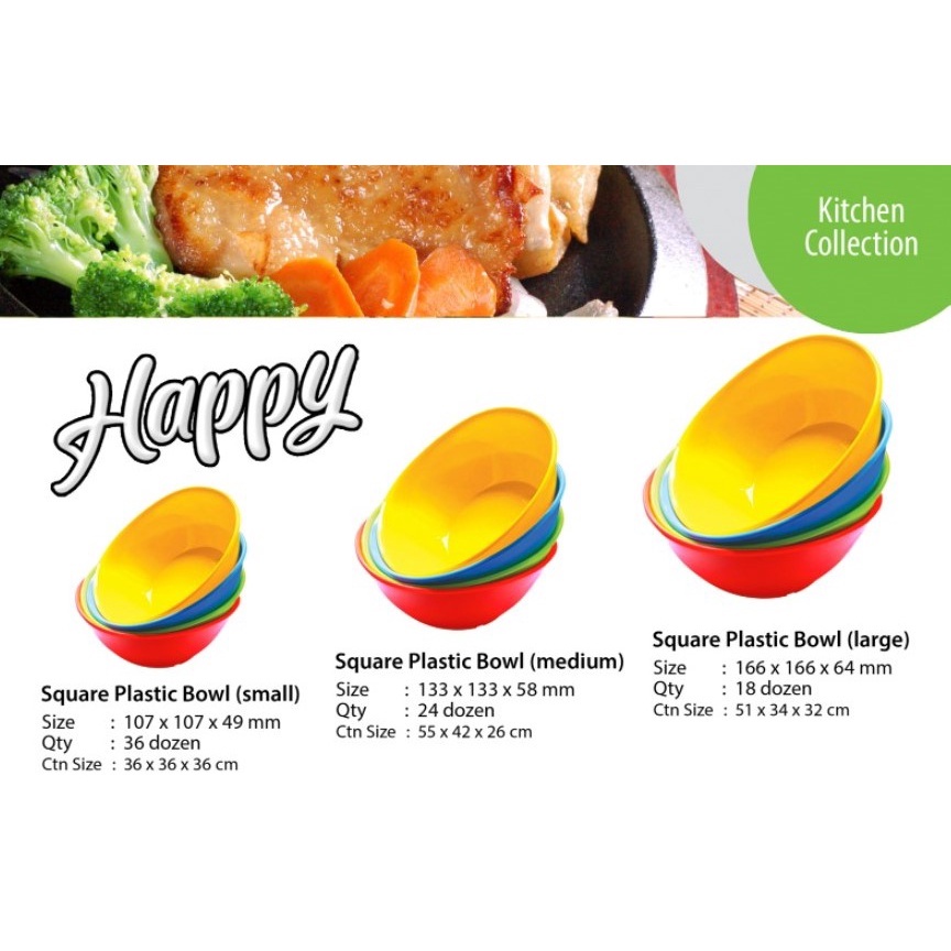 MANGKUK PLASTIK HAPPY S/M/L KH