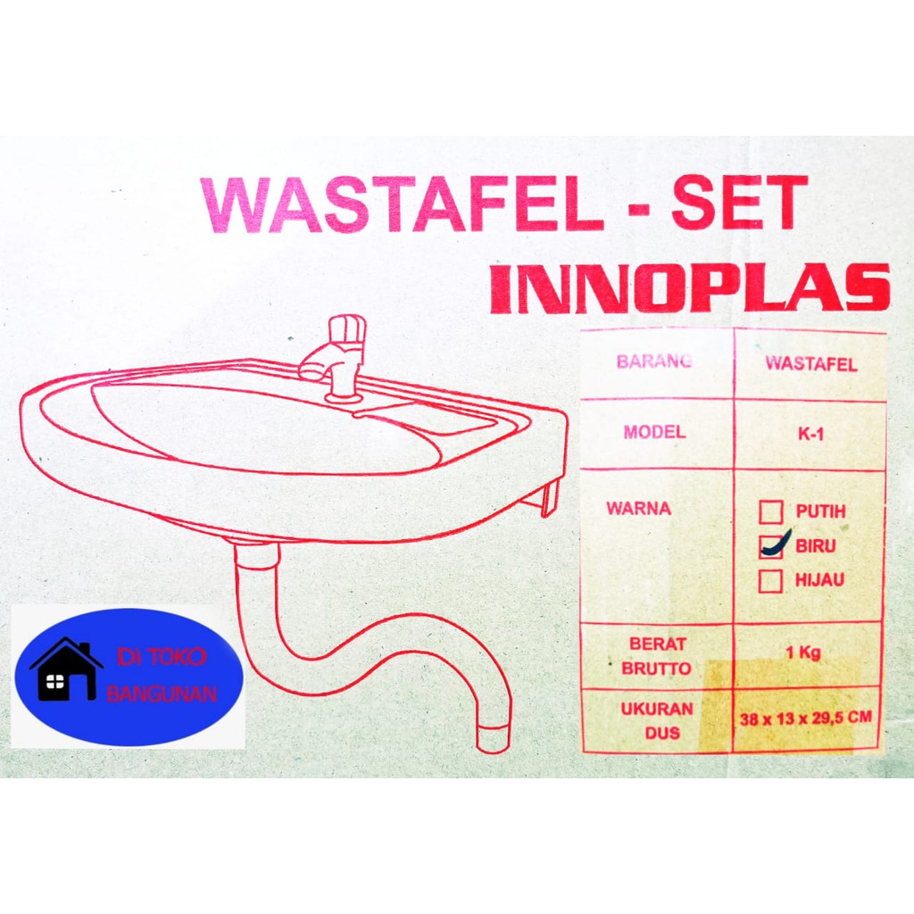 Wastafel PVC INNOPLAS Biru/Putih 1 Set