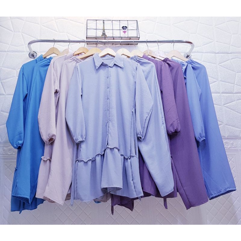 Setelan Long Tunik Crinkle Airflow Murah Bagus Ready Stock