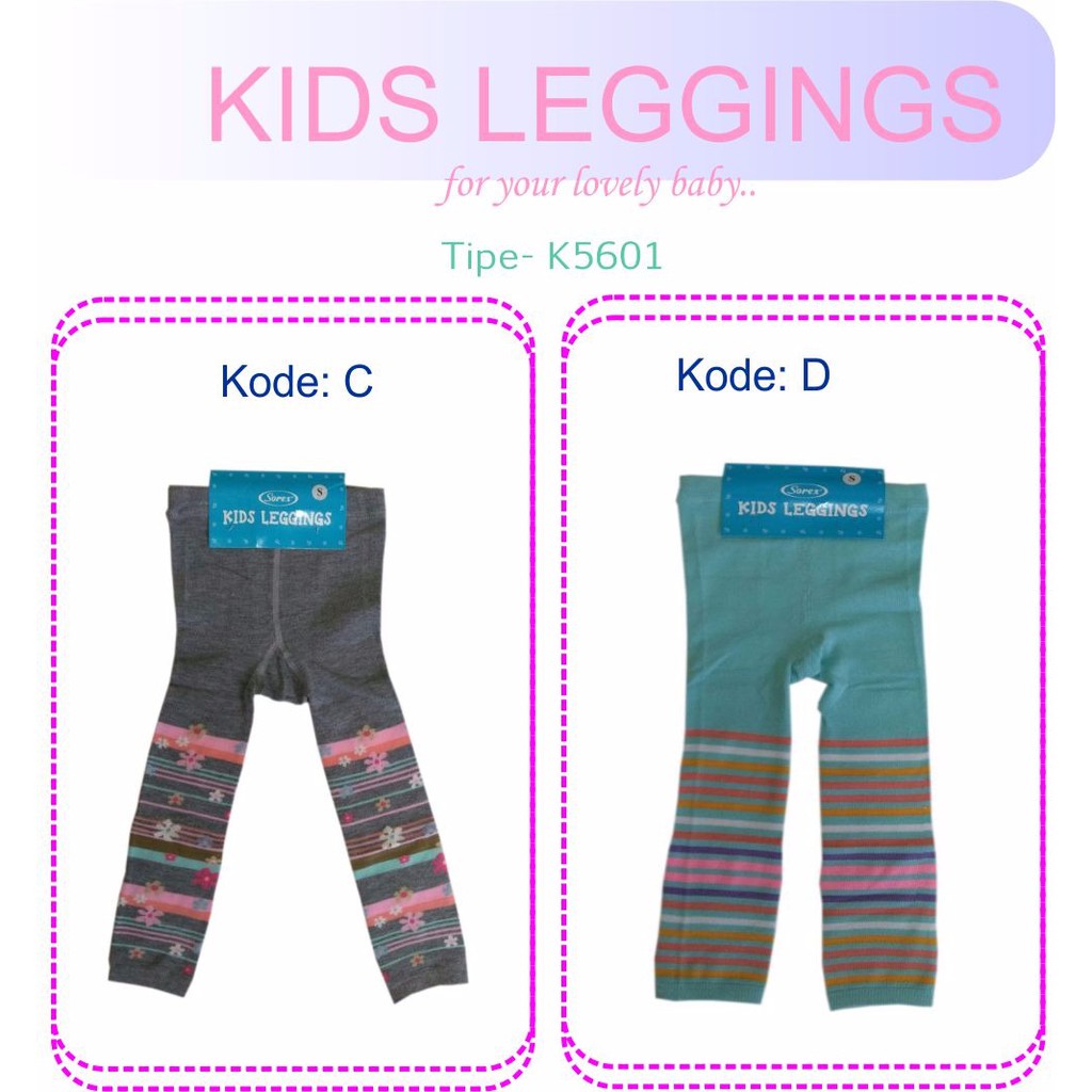 SOREX K5601 Legging Motif size L cotton rich leging kids anak motif model kaki terbuka kaos kaki