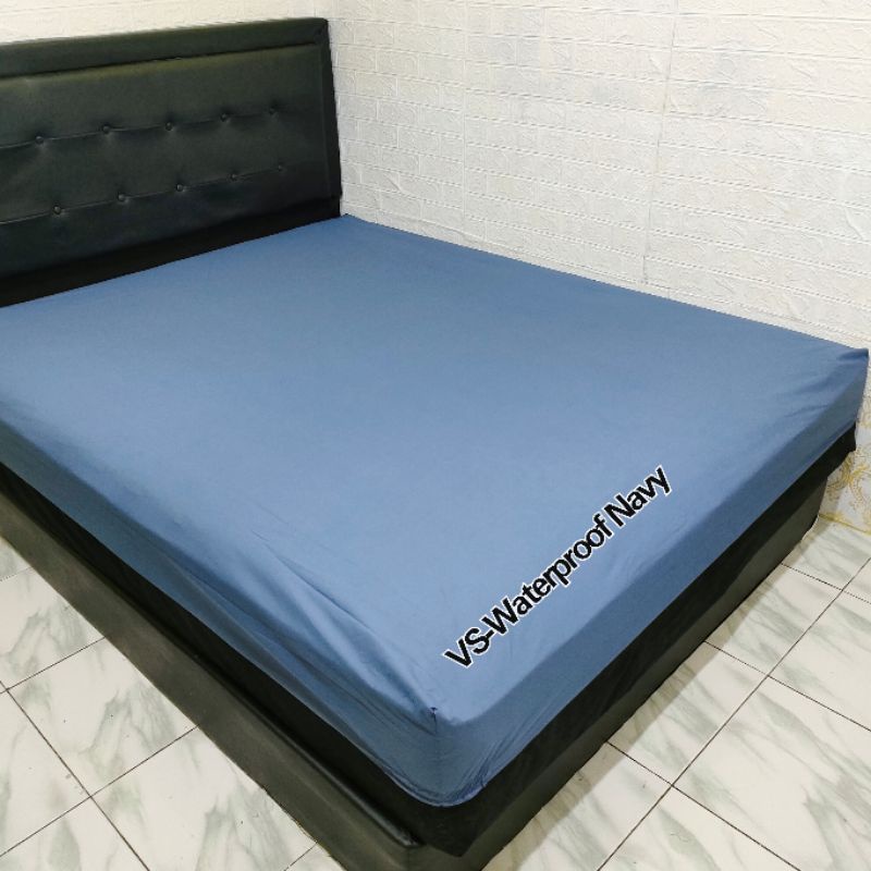 Sprei Waterproof polos anti air/ompol 120x200 160x200 180x200 200x200-WP Navy