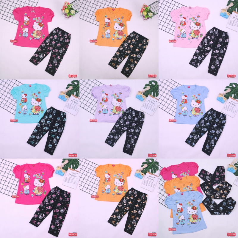 Setelan Hello Katty uk 3-4 Tahun / Baju Anak Perempuan Karakter Murah Celana Legging Panjang Import