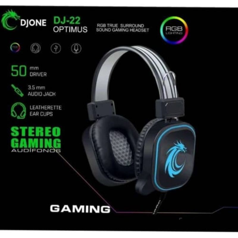 Headset Gaming DjOne DJ22 RGB Headphone gaming with mic DJ One DJ 22 USB AUX