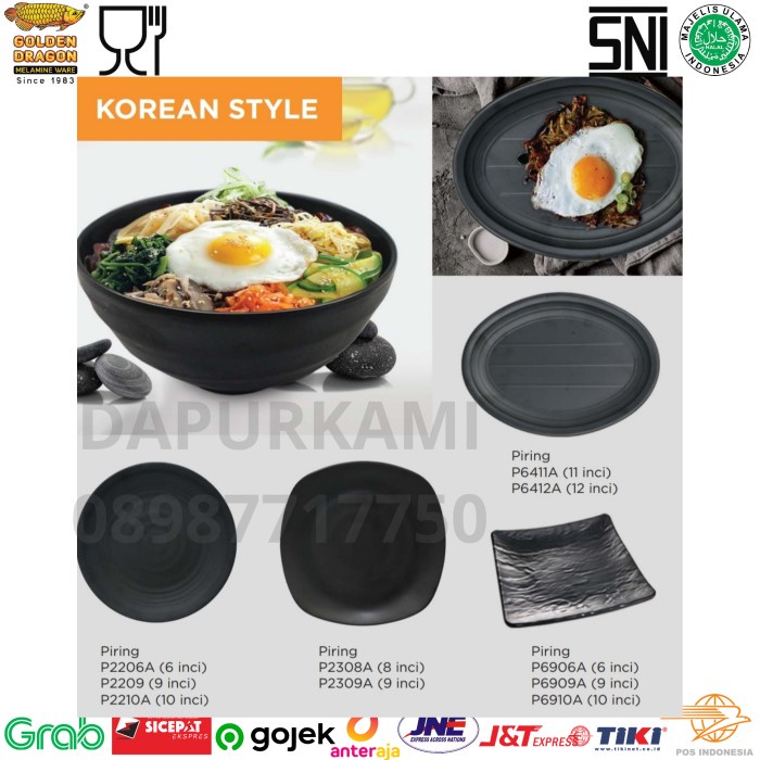 L.Maryanne Piring Melamin Golden Dragon • 6Pcs Piring Melamin Golden Korean (B) - P6910A