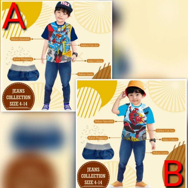 London Kids Baju Pakaian Set Setelan Anak Laki laki Superhero Super Hero Superman Spiderman Celana P