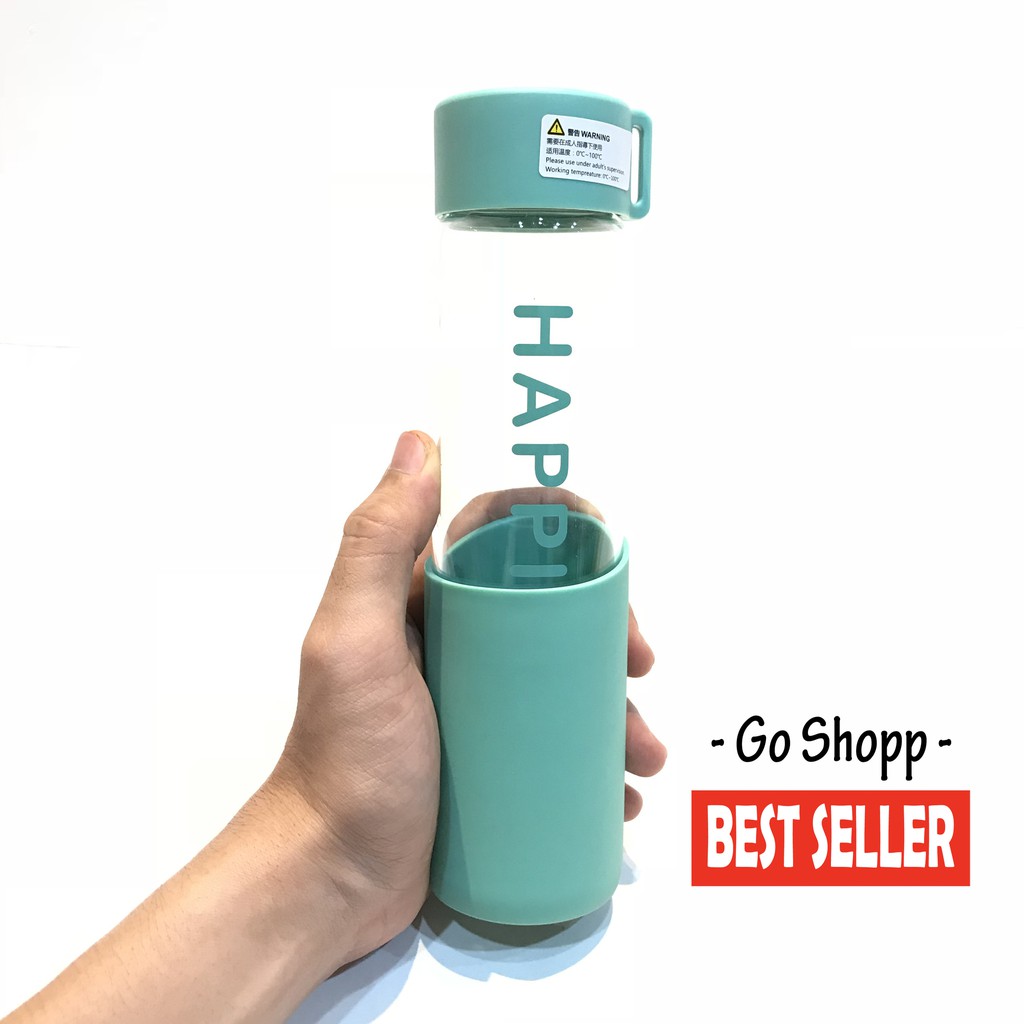 CUCI GUDANG  Botol Minum Miniso Bahan Kaca 370ML
