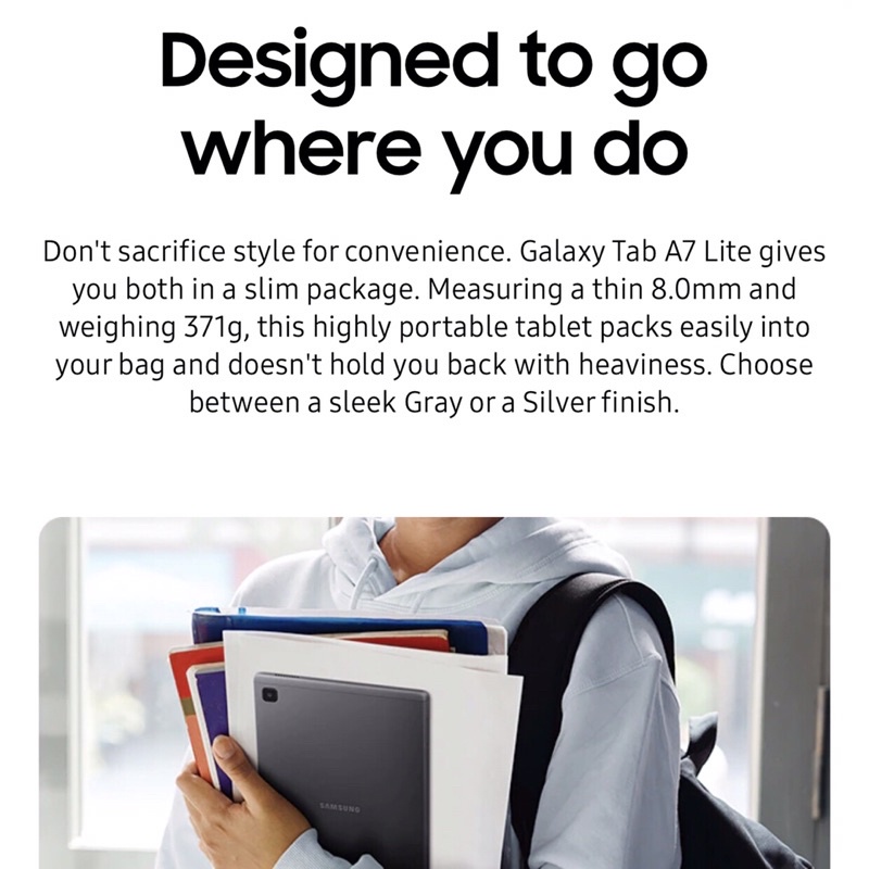 Samsung Galaxy Tab A7 Lite LTE [3GB+32GB] MediaTek Helio P22T - Single 8MP Camera - 8.7 Inches TFT - 5100mAh Garansi Resmi Sein 1 Tahun