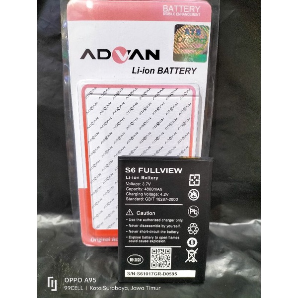 Baterai | Battery | Batre Advan S6 Full View Original