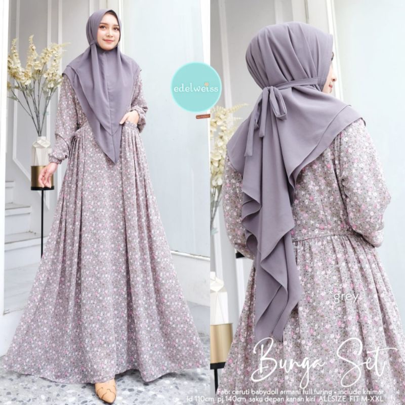 DRESS BUNGA SET + KHIMAR BY EDELWEISS