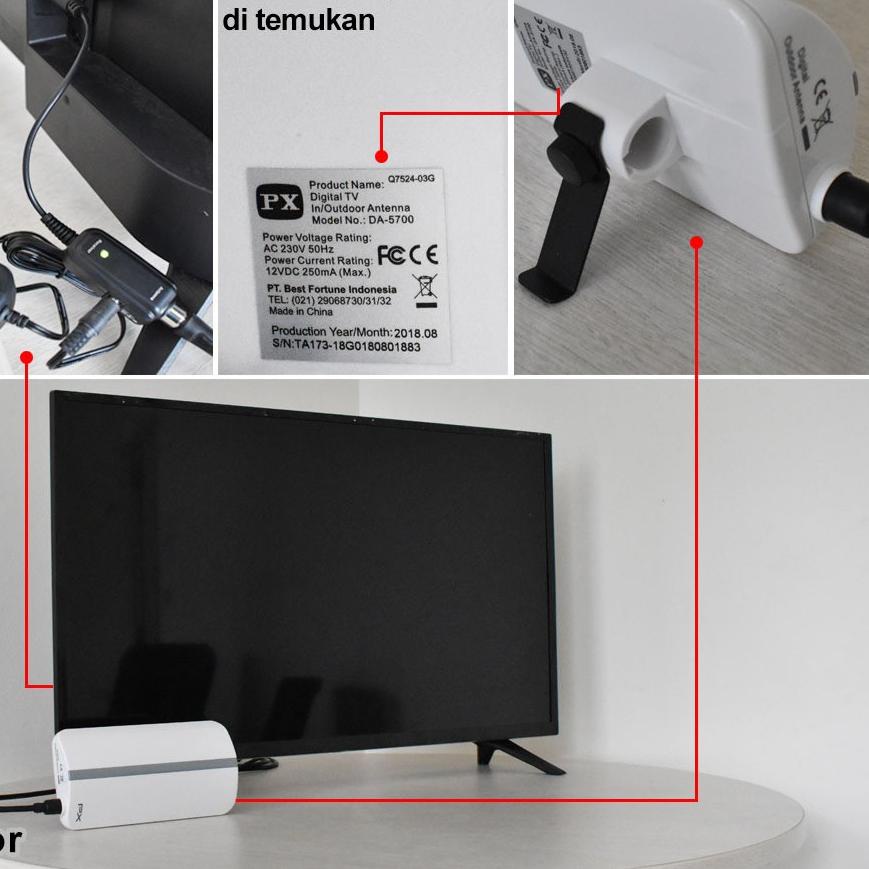 Antena TV Digital Analog PX DA-5700 Kabel 12M Antena Televisi Indoor Outdoor Antenna TV PX DA 5700