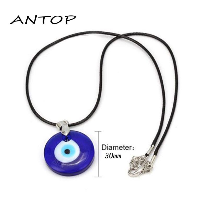 Kalung Rantai Klavikula Desain Mata Iblis Bentuk Bulat Warna Biru Untuk Wanita ANTOP