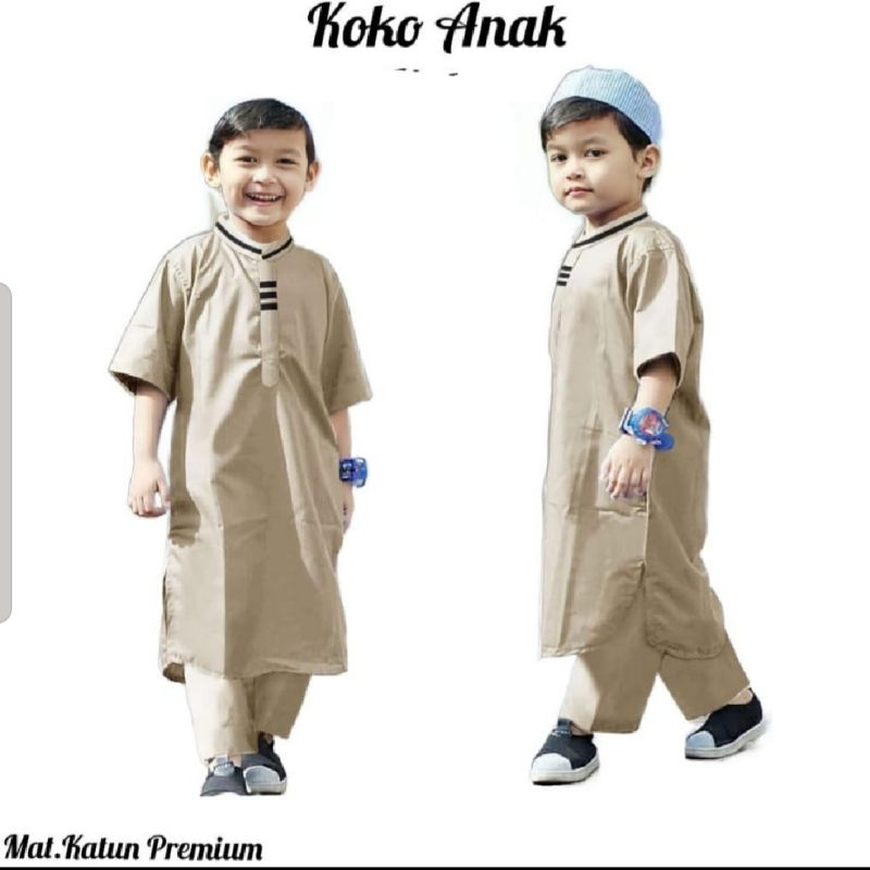 Baju Koko Pakistan Anak 1-12 Thn / Setelan Baju Koko Muslim Anak Laki-Laki