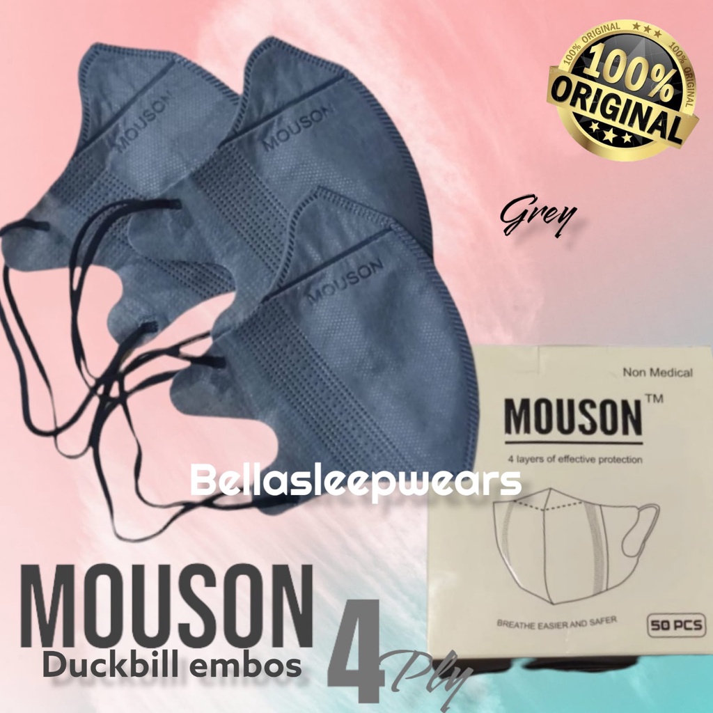 MASKER 4PLY DUCKBILL MOUSON ALKINDO EMBOS GARIS BOX ISI 50PC- MASKER DUCKBILL 4PLY EMBOS