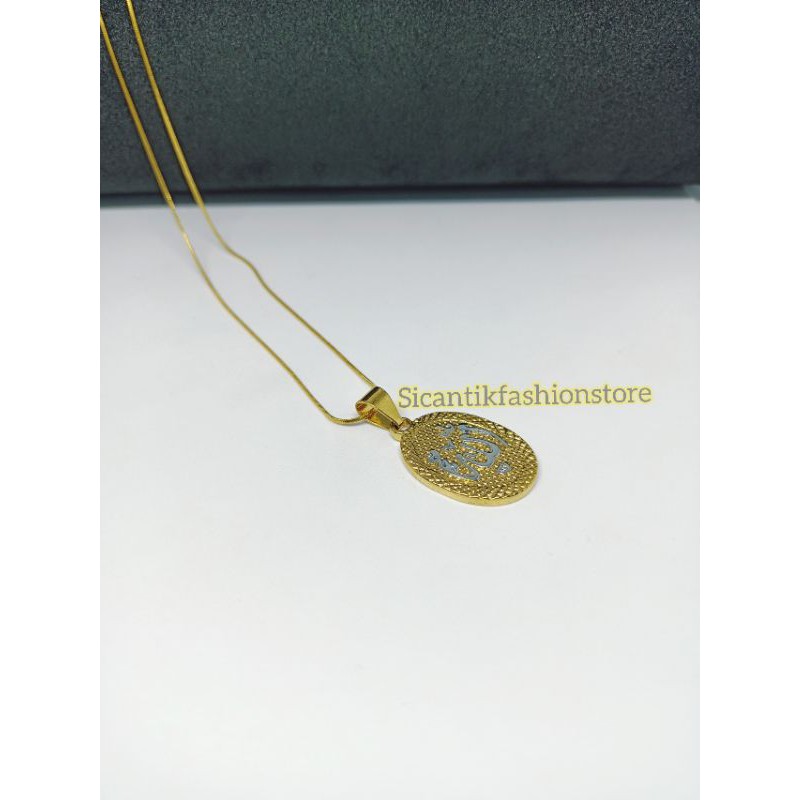 PROMO KALUNG Titanium Plus Liontin Gold Lafadz Allah FASHION WANITA/PRIA ANTI KARAT SELAMANYA LIOTIN