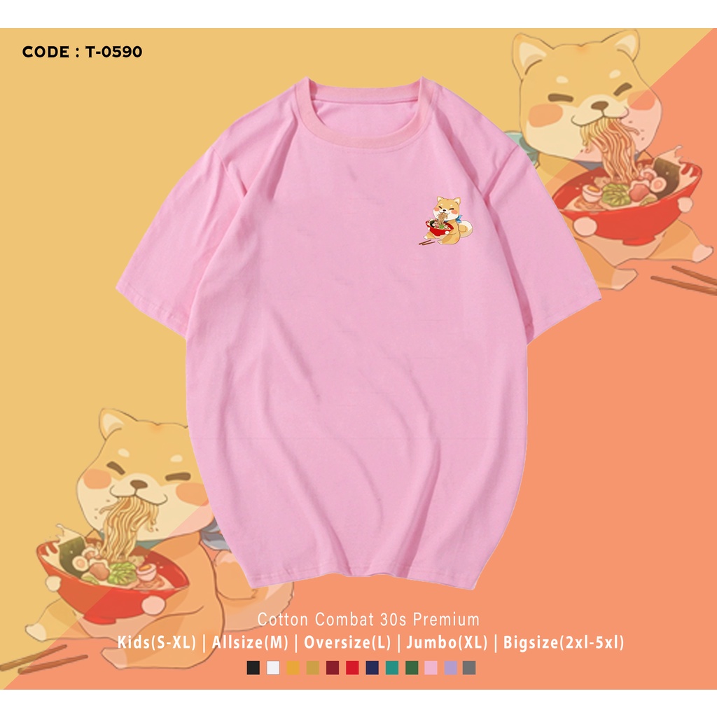 T-SHIRT / KAOS  DOG SHIBA INU RAMEN / BAHAN COMBED 30S / REAL PICTURE / BAJU SANTAI KADO UNIK