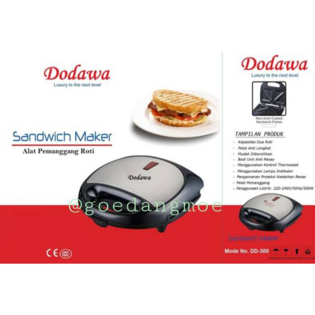 Dodawa Sandwich maker DD300 / Panggang roti jepit stainless / Jepitan roti Dodawa