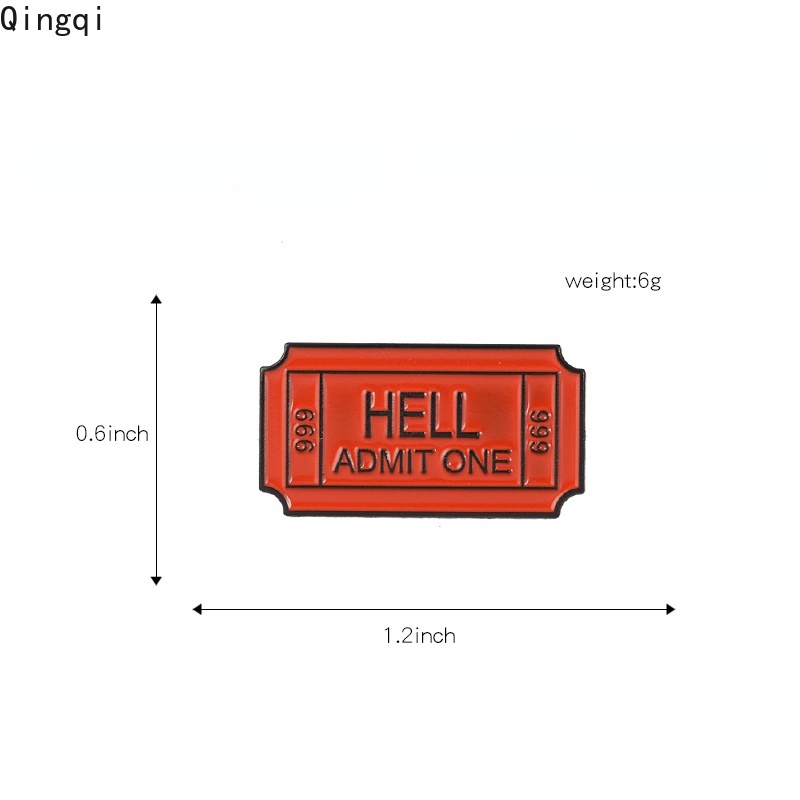 Bros Pin Enamel Desain Tiket Hell Admit One 666 Gaya Gotik