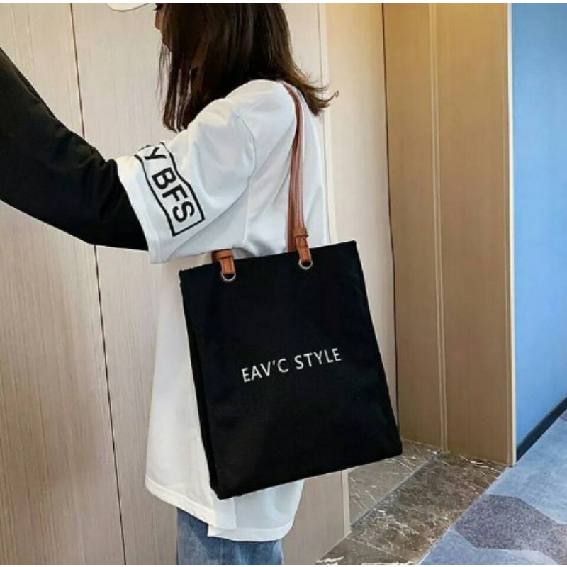 BINEKA - Totebag EAV'C style - Cod totebag kpop - Tote bag resleting kekinian murah - exo