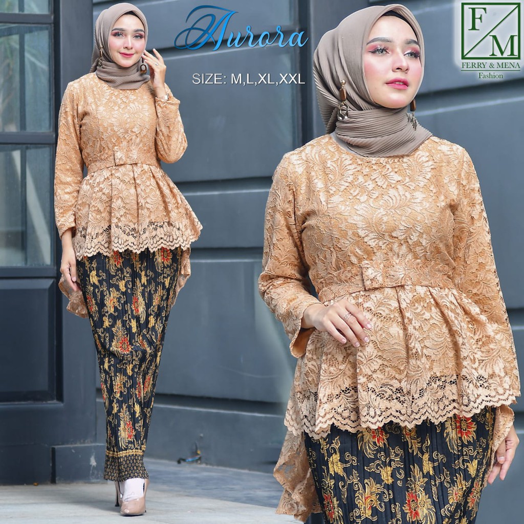 FER&gt; SET BROKAT CANTIKA AURORA - KEBAYA BROKAT MODERN  - FASHION WANITA OUTFIT WISUDA - KEBAYA PESTA