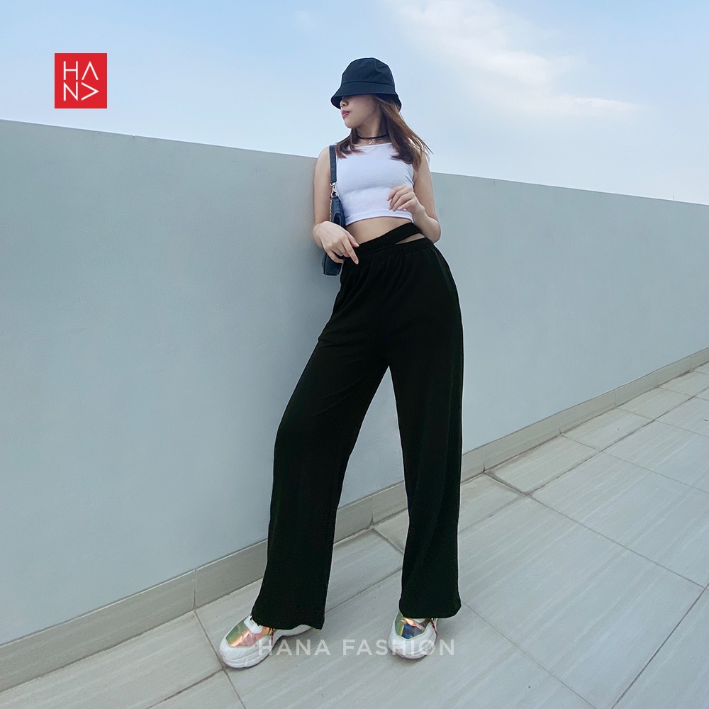 Hana Fashion - Sandra Slit Loose Pants Celana Panjang - LP035