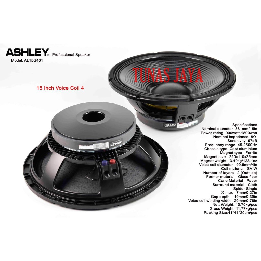 Speaker Component Ashley AL15G401 Woofer 15 inch  Mid - Low Original