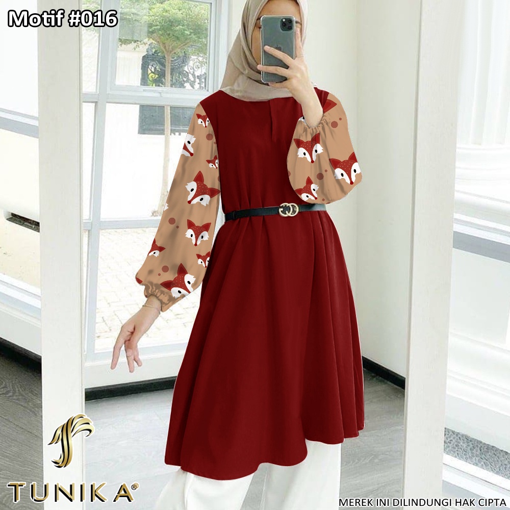 Tunik Jumbo - Gamis Wanita Kekinian - Baju Atasan Wanita - Bungaz Motif Gabungan - Lexoir-Bungaz 016 Maroon