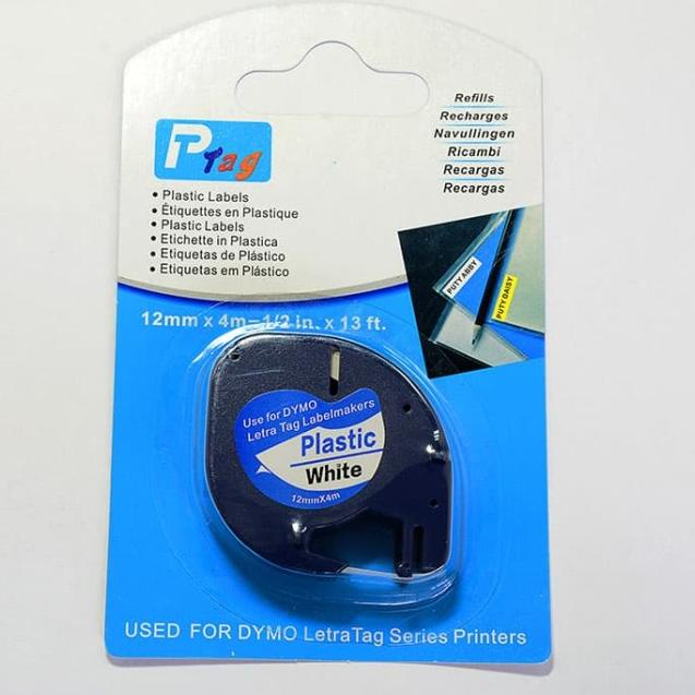 

❆ DYMO LETRATAG LABEL TAPE WHITE PLASTIC 12MM ☛
