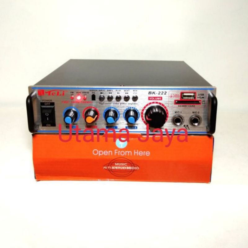 Ampli Mini Teli BK-222 STREO USB FM AC/DC Amplifier