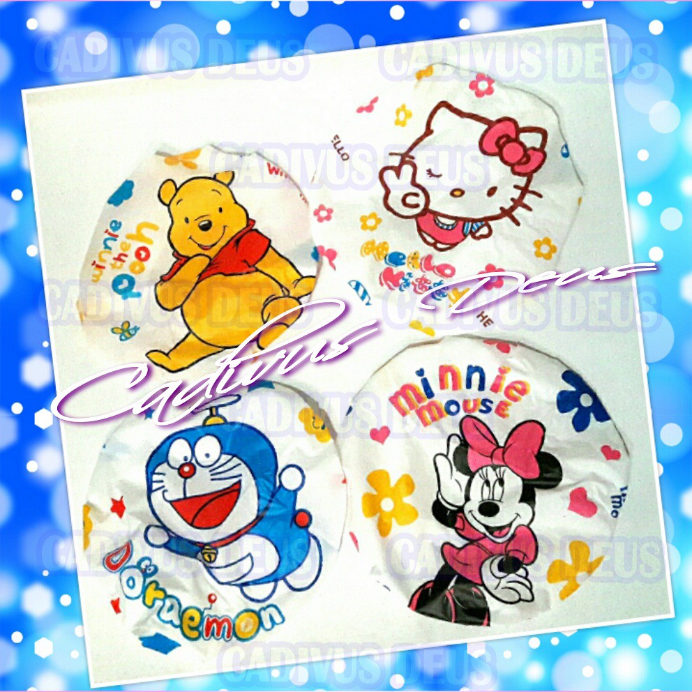 Shower Cap Plastik Karet Motif Kartun Import