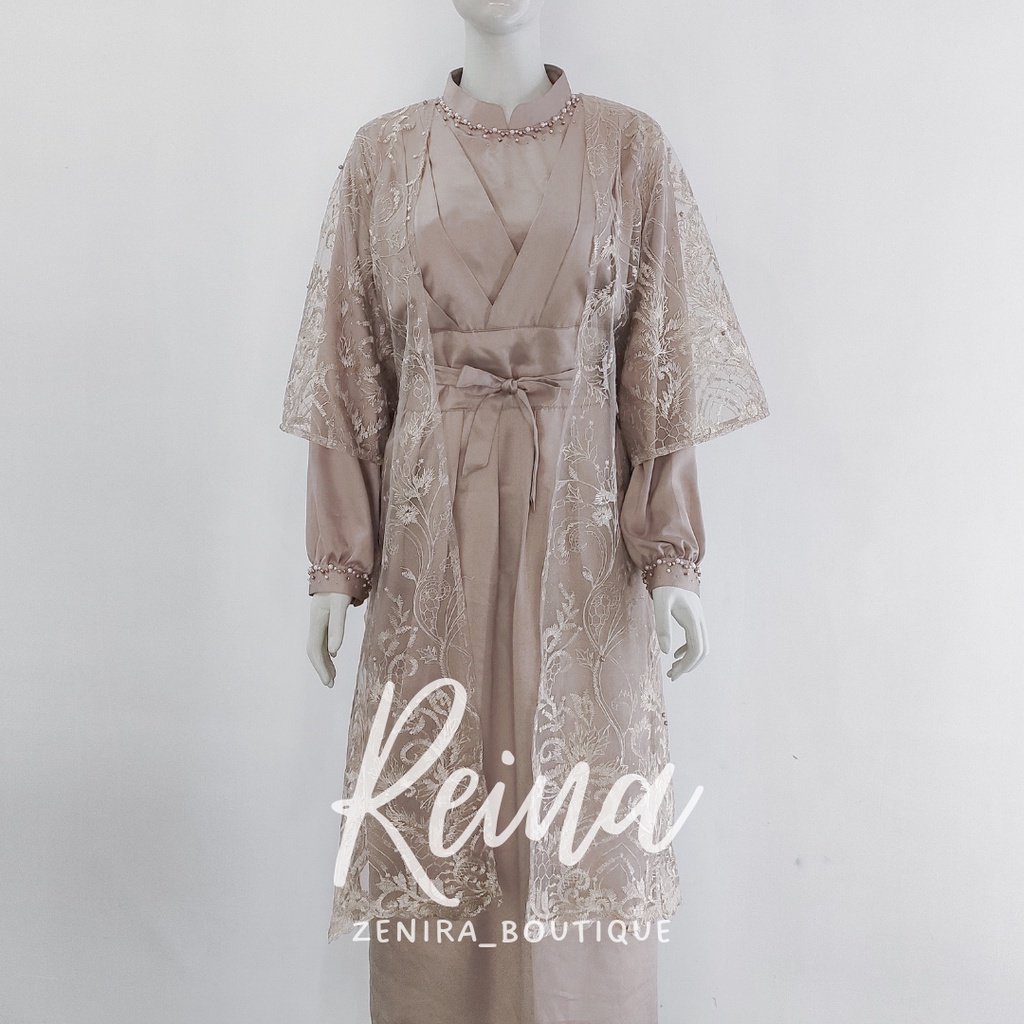 REINA GAUN pesta inner bergaya jepang dan outer mewah full tulle bordir / baju kondangan / prewedding / bisa couple / wisuda / lamaran / gamis remaja