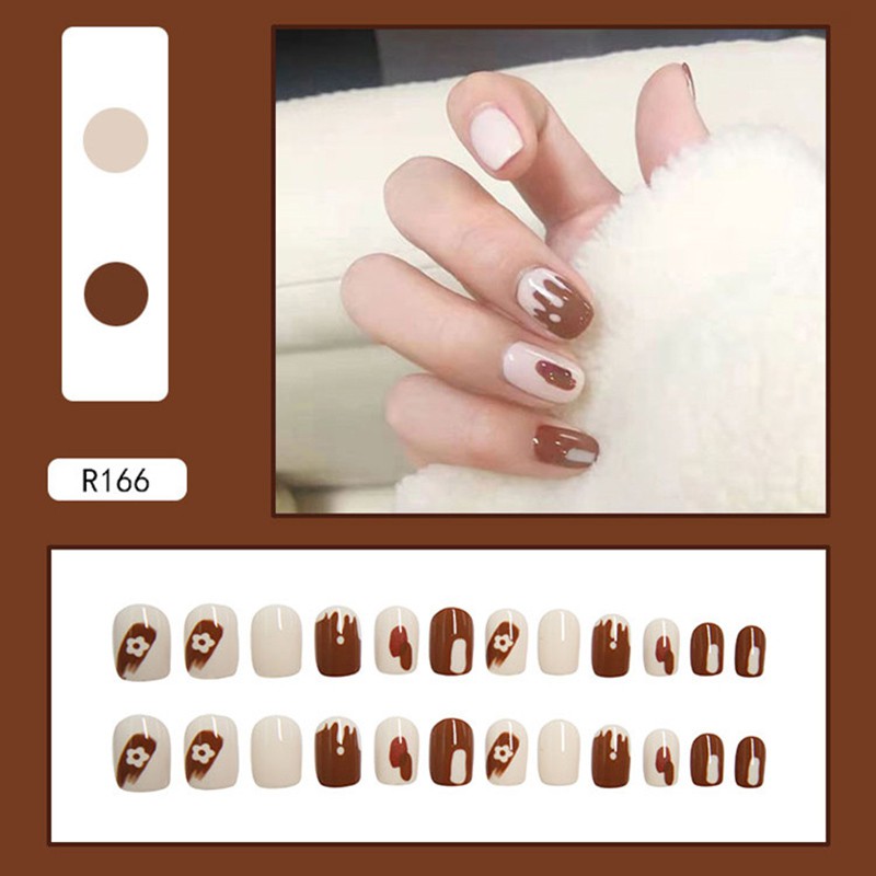 R161 24pcs / Kotak Kuku Palsu Full Cover Untuk Nail Art