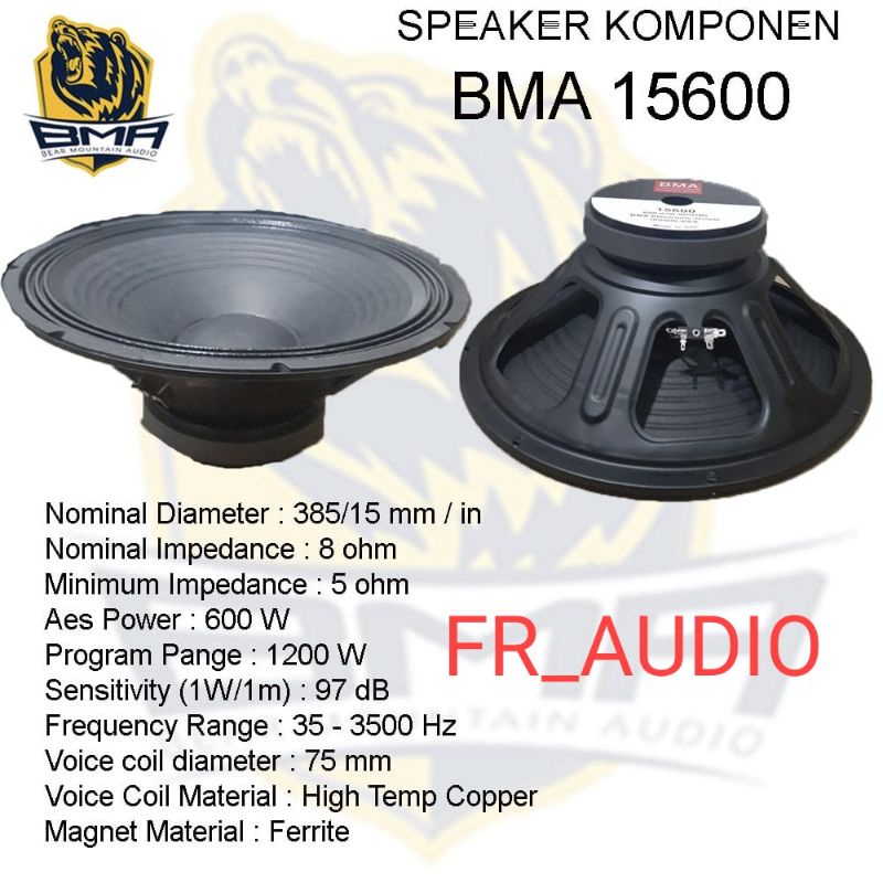 SPEAKER BMA 15 INCH SPIKER BMA 15600 ORIGINAL