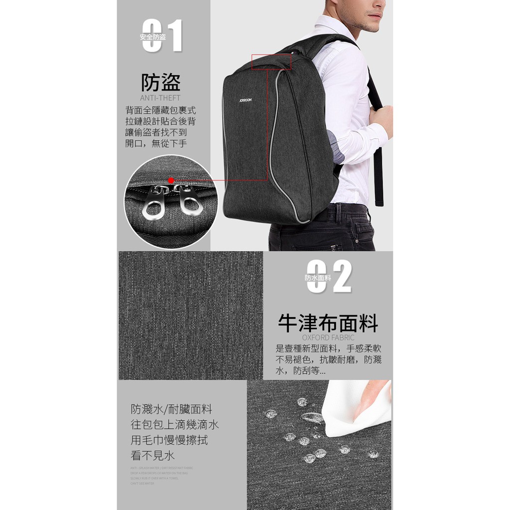 AKN88 - Tas Laptop Backpack JOYROOM Original 15.6 inch Anti Gores