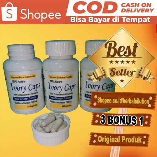 ( PROMO ) IVORY CAPS ASLI HERBAL - OBAT PEMUTIH KULIT BADAN ALAMI - IVORY CAPS ORIGINAL GLUTHATIONE