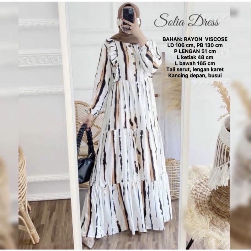 Gamis Rayon Homey Dress Terlaris / Gamis Muslim Syari Motif Terbaru-Solia Dress