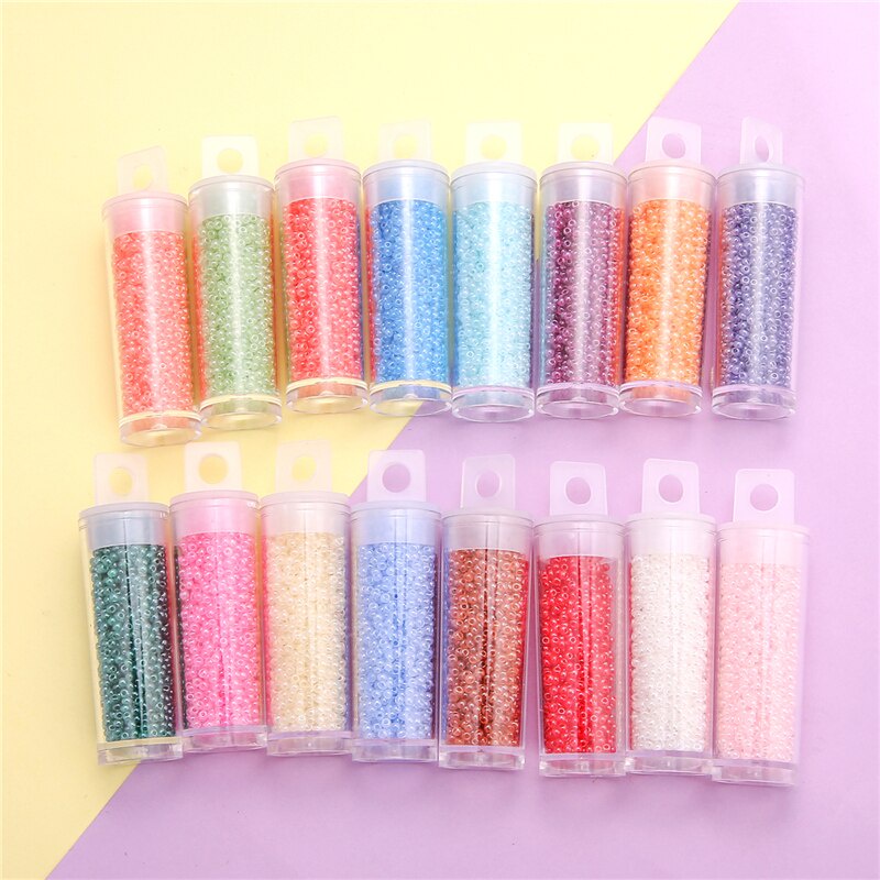 1500 Pcs/box 12/O 2 Mm Campuran Padat Krim Susu Ceko Kaca Benih Manik-manik untuk Membuat Perhiasan Anak-anak Gadis Kalung Gelang DIY Aksesoris