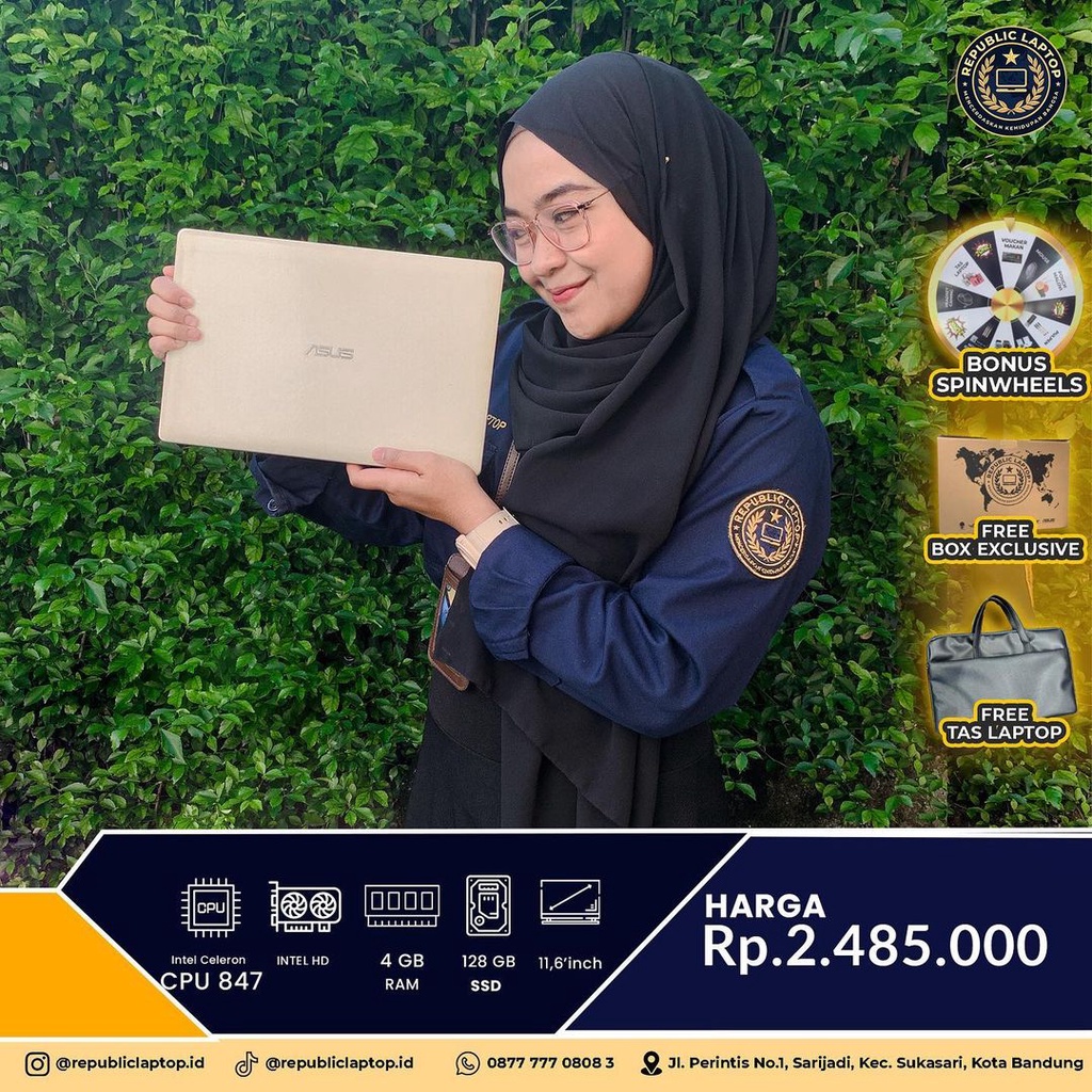 ASUS X201E/INTEL CELERON CPU 847/INTEL HD/RAM 4GB/SSD 128GB/11.6 INCH/WINDOWS 10